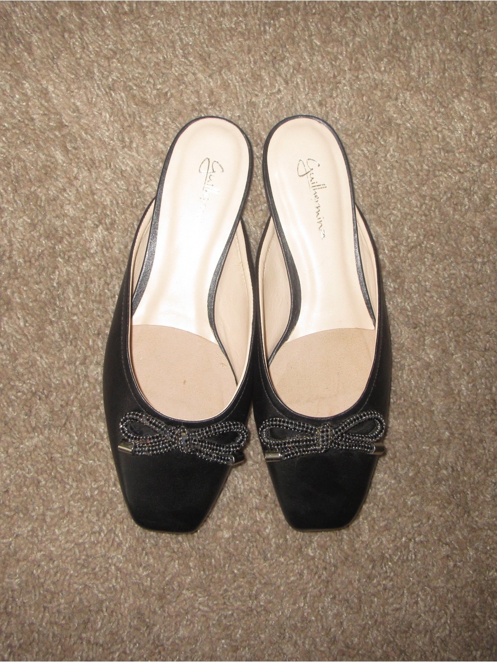 Anthropologie Black Slip-On Ballet Flats with Bow - Ladies